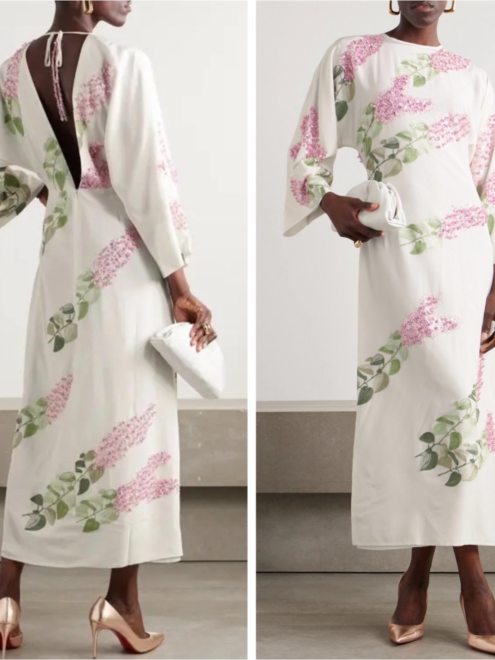 BERNADETTE Emmanuelle Floral Sequin Embellished Embroidered Maxi Dress Sz 12